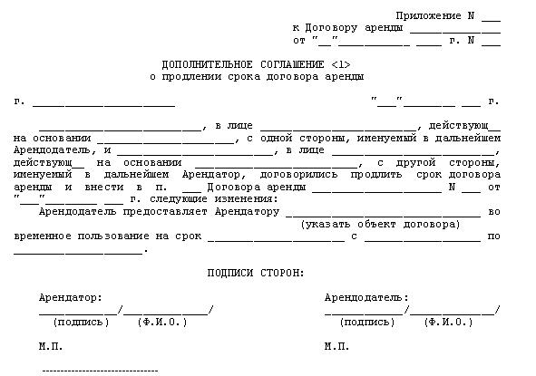 Образец договора с пролонгацией договора