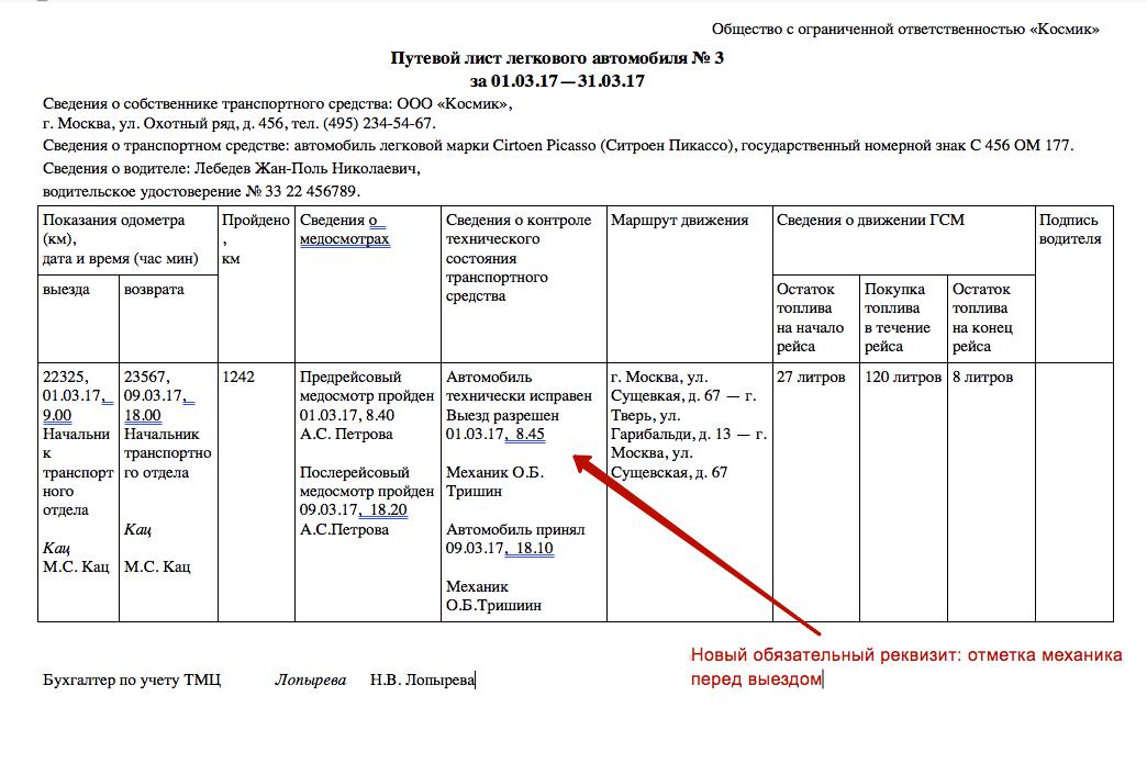 Заполнение журнала предрейсового медицинского осмотра водителей образец