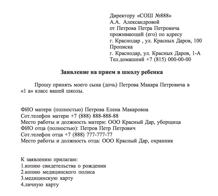 Жалоба в школу на имя директора образец