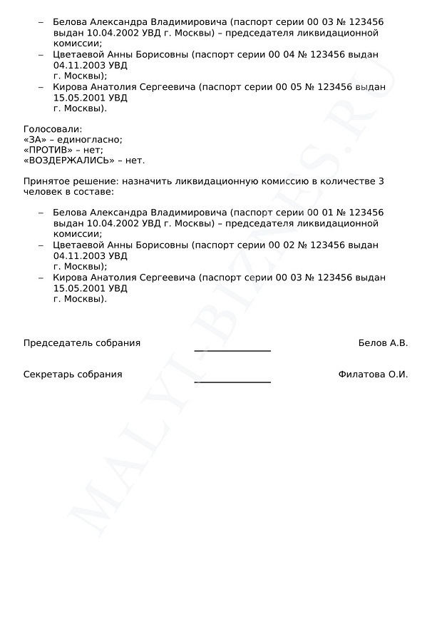 Образец решения единственного участника о ликвидации ооо и назначении ликвидатора