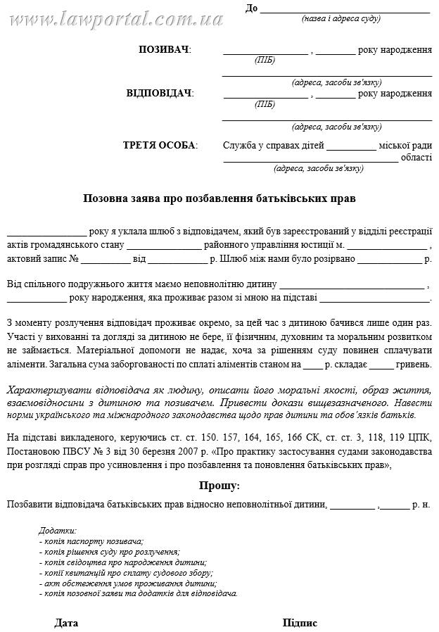 Иск об отказе от отцовства образец