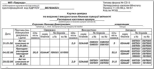 Книга учета бланков строгой отчетности образец заполнения