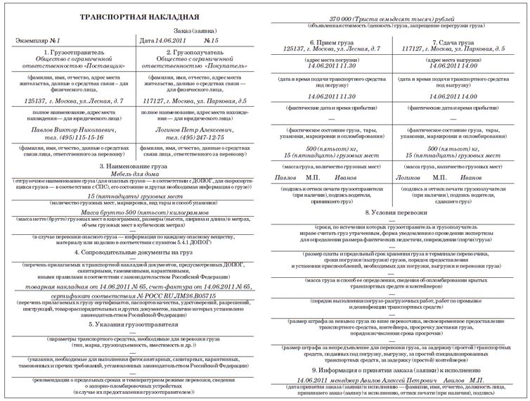 Новая форма транспортной накладной с 1 марта 2022 года образец заполнения