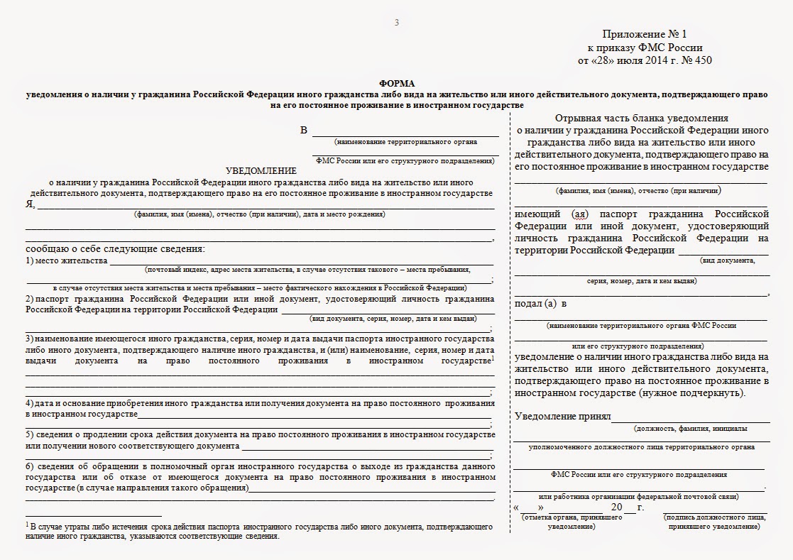 Уведомление о проживании по рвп образец заполнения