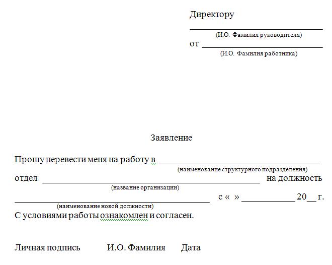 Образец заявления на перевод в другой класс в школе образец