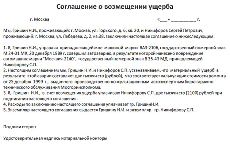 Соглашение о компенсации расходов между юридическими лицами образец в рф